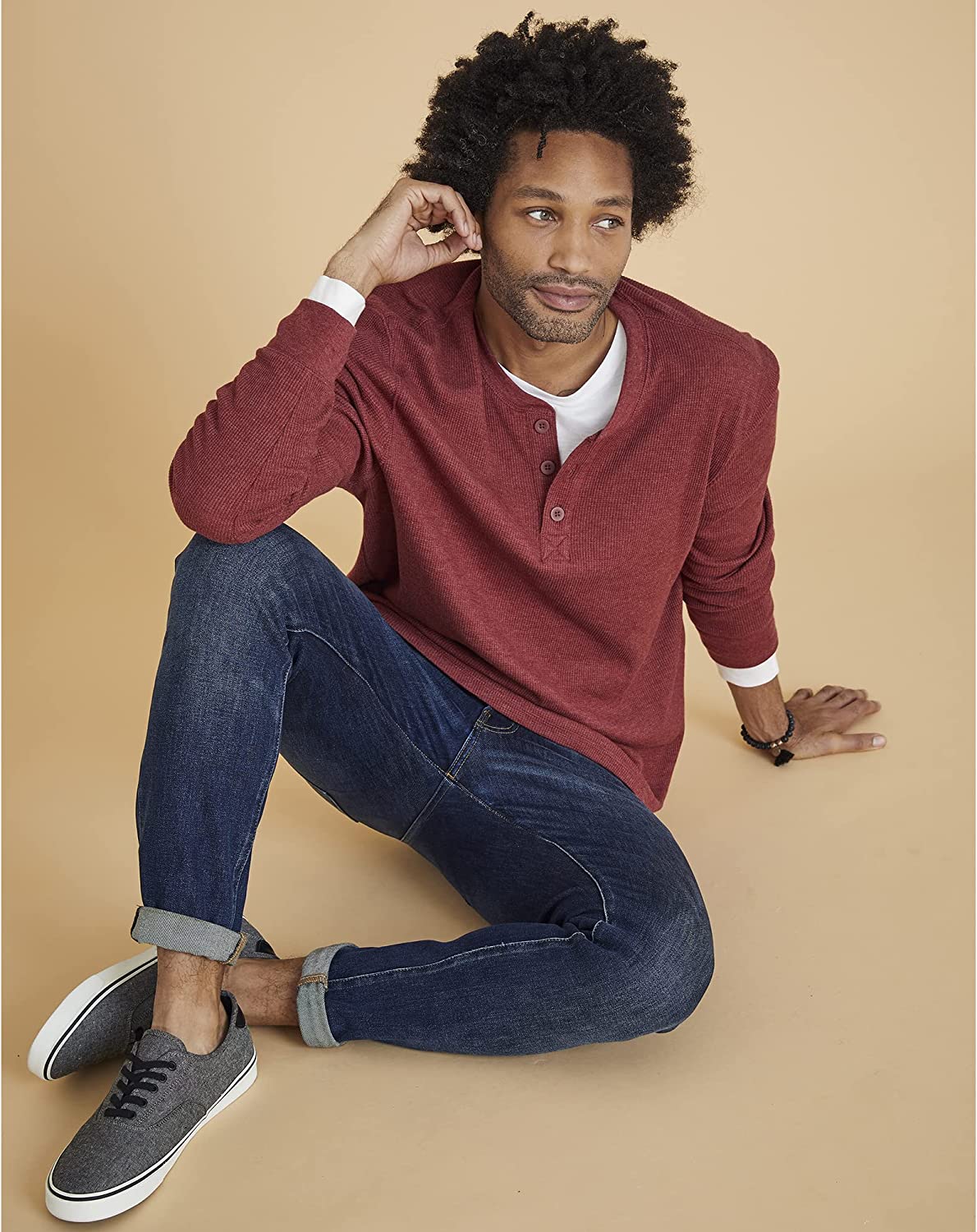 Hanes Men's T-Shirts, Men's BeefyT Henley Shirts, Men's Cotton Long Sleeve Shirts - Image 9